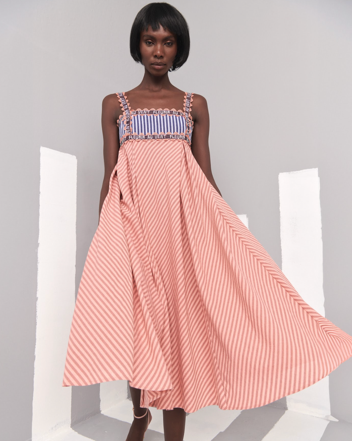 Celia B Lola Striped Mid-calf Dress Extra small