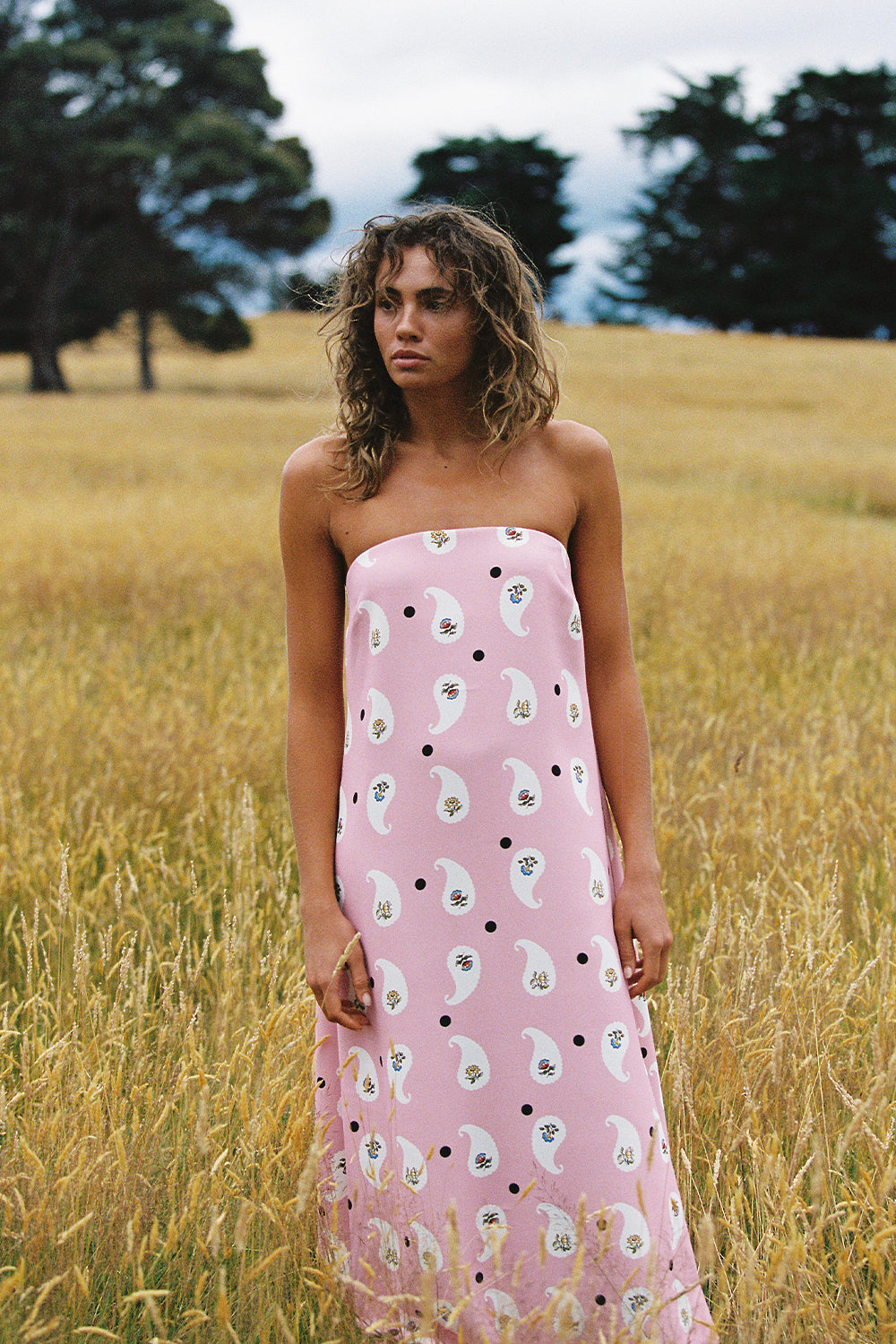 Palm Noosa Alessia Strapless Maxi Dress – Pink Hydrangea Floral
