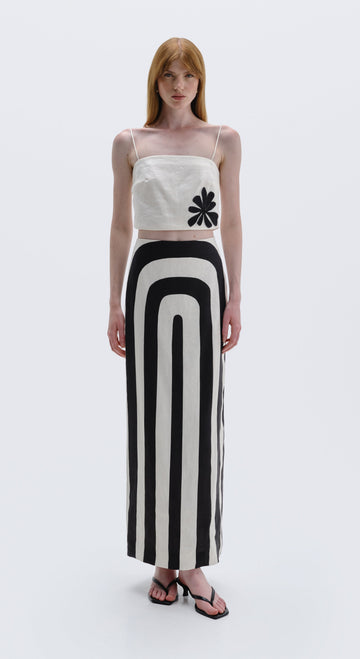 Cala de la Cruz Bruna High-Waisted Cotton Pencil Skirt