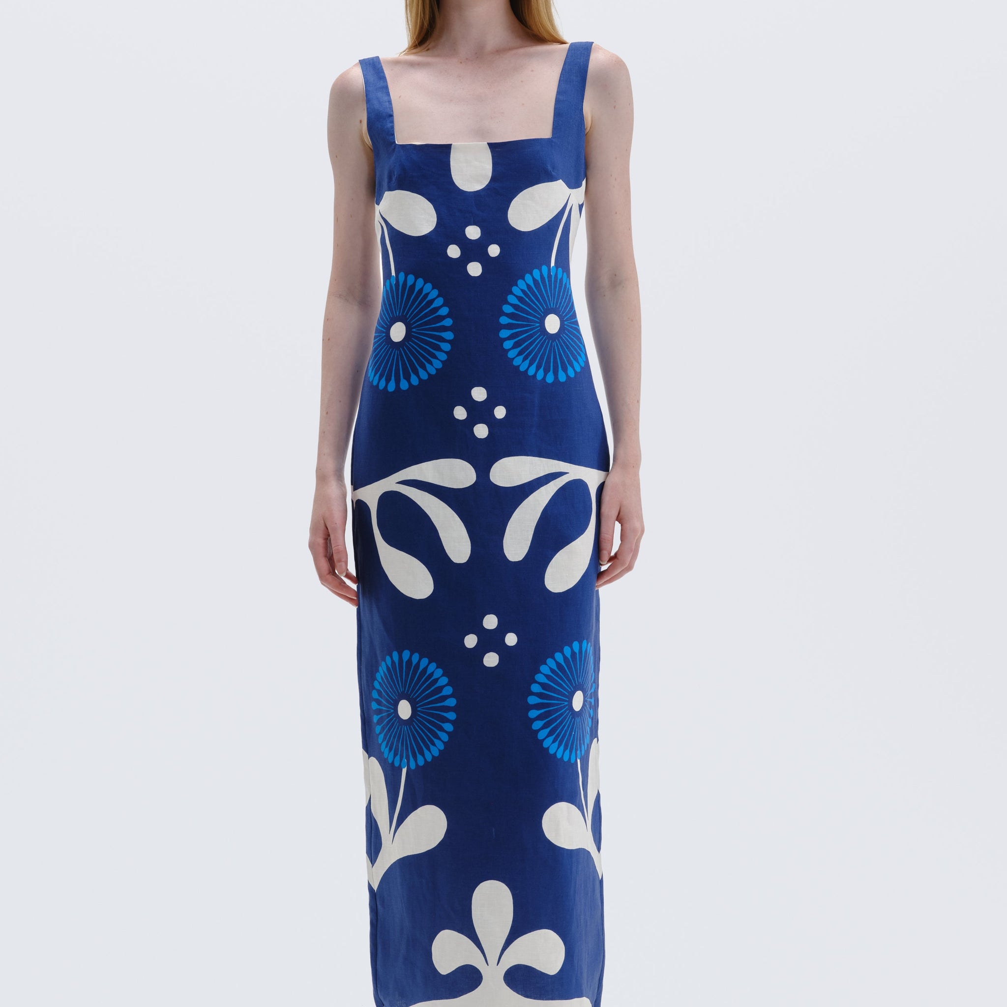 Cala de la Cruz Amara Geometric Linen Midi Dress