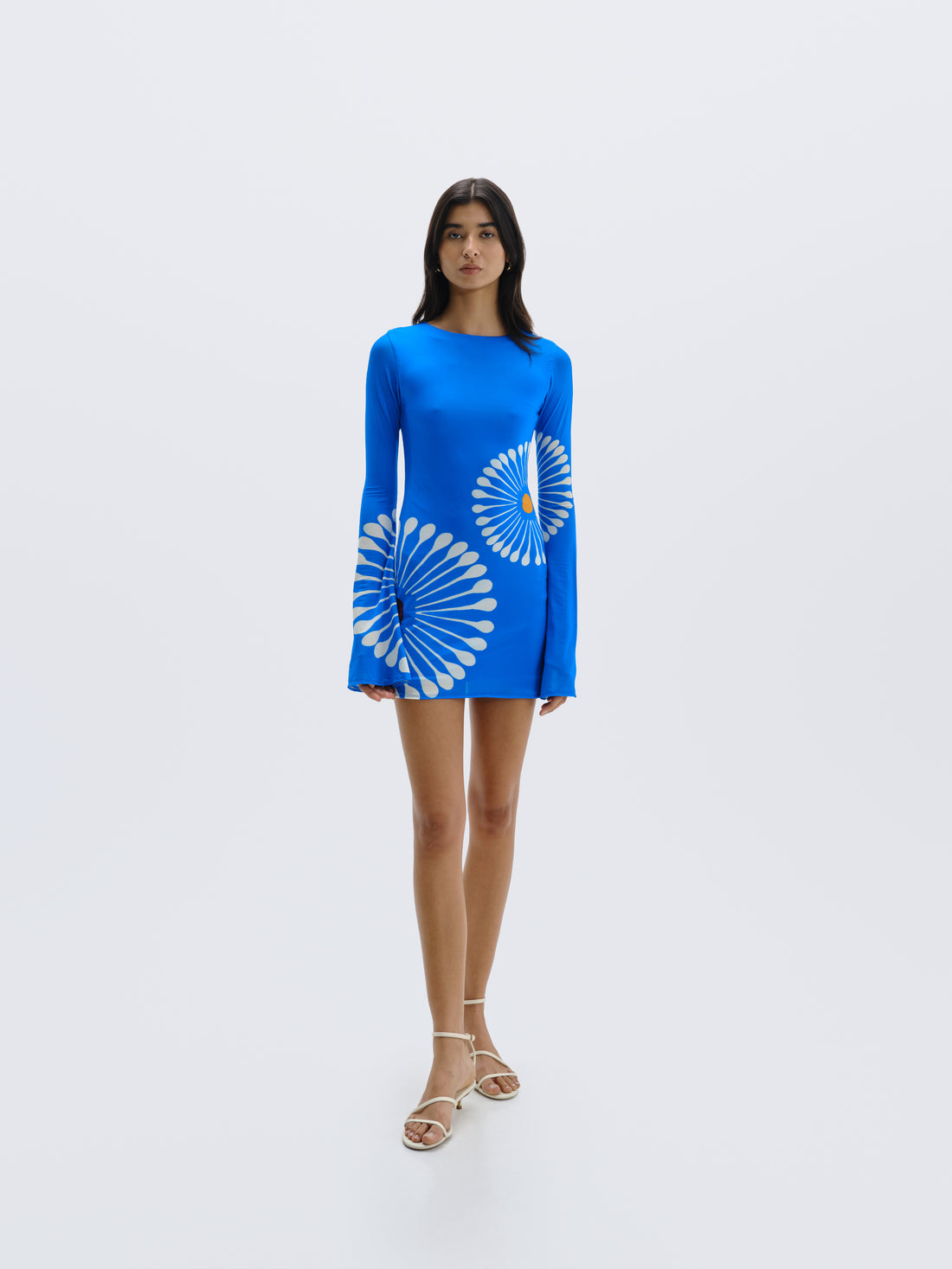Cala de la Cruz Maisa Mini Dress: 70s-Inspired Sunburst & Bell Sleeves