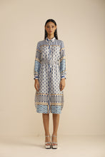 Load image into Gallery viewer, Ranna Gill Blue Geo Shirtdress