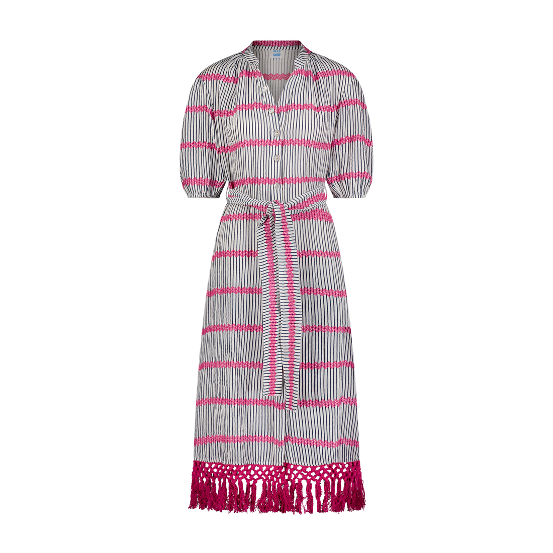 Estelle Cotton Fringe Midi Shirtdress | Mer St Barth