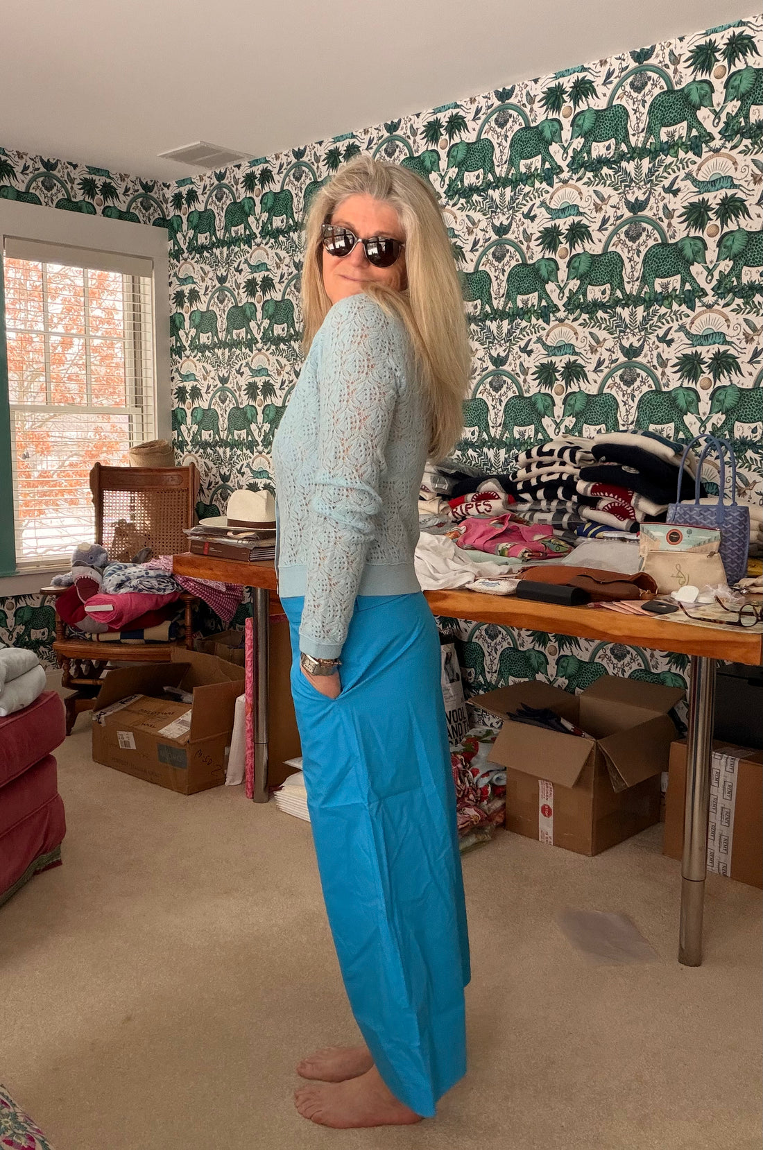 Brazeau 100% Cashmere Lace Knit Cardigan - Elegant Pointelle Sweater