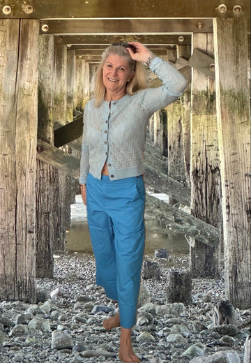 Brazeau 100% Cashmere Lace Knit Cardigan - Elegant Pointelle Sweater
