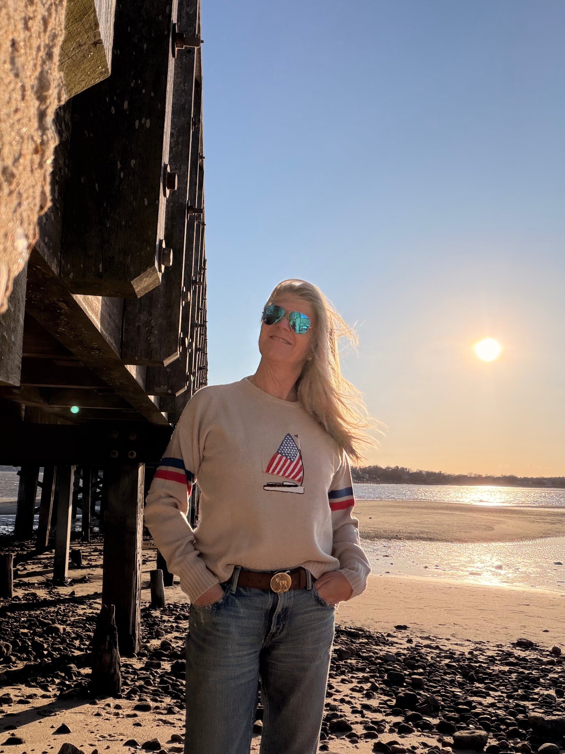 Nantucket USA Flag Sailboat Sweater