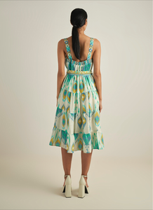 Ranna Gill Ikat Strap Tier Midi