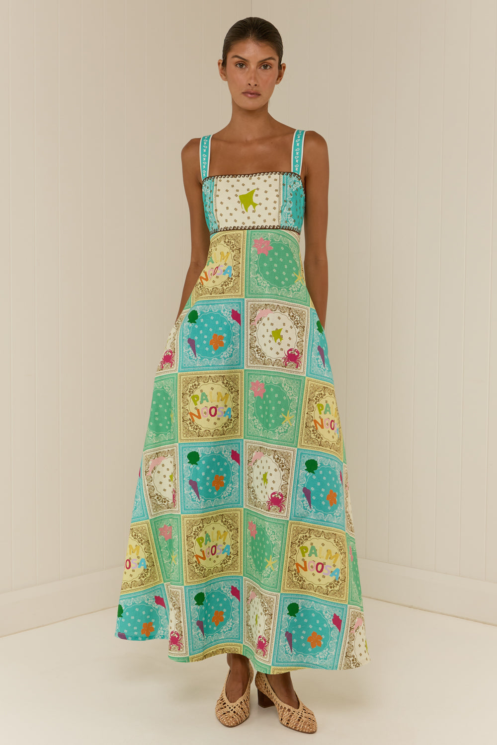 Palm Noosa Belle Linen Maxi Dress | Exclusive Riviera Print A-Line