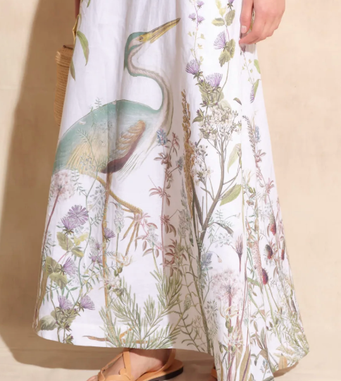 Solange Linen Maxi Dress with Crochet Straps