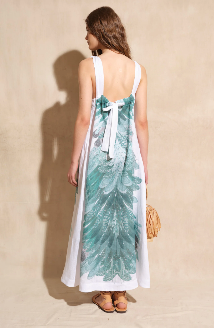 Solange Linen Ribbons Maxi Dress