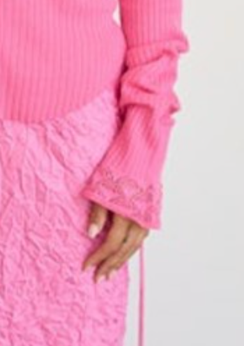 Brazeau Vintage Detailed Scoop Neck Cardigan - Bubblegum Pink