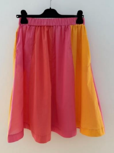 Rose Carmine Cotton Voile A-line Skirt
