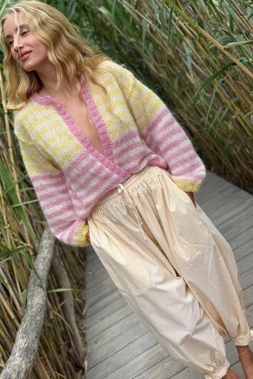 Rose Carmine Stripes Cardiagan