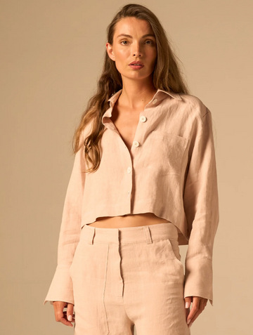 JBQ Linen Botton Front Top