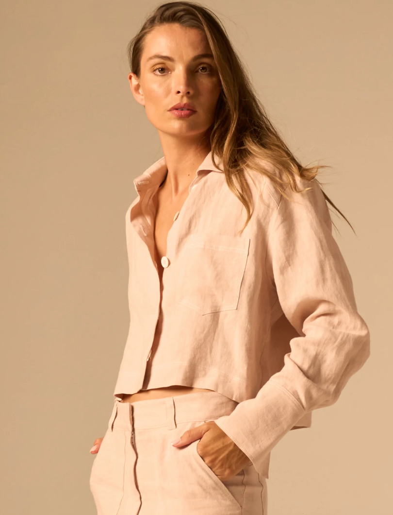 JBQ Linen Botton Front Top