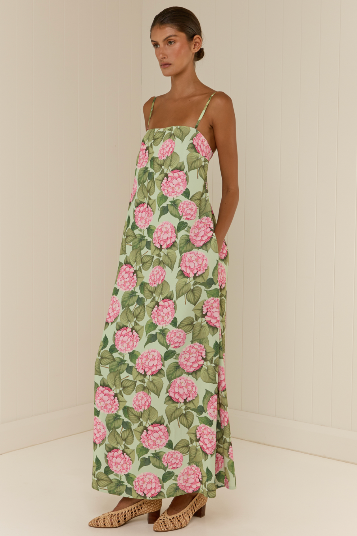 Palm Noosa Alessia Strapless Maxi Dress – Pink Hydrangea Floral Palm Noosa Alessia Strapless Maxi Dress – Pink Hydrangea Floral