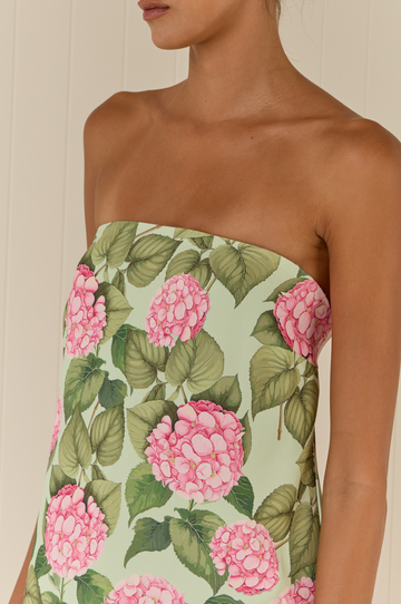 Palm Noosa Alessia Strapless Maxi Dress – Pink Hydrangea Floral