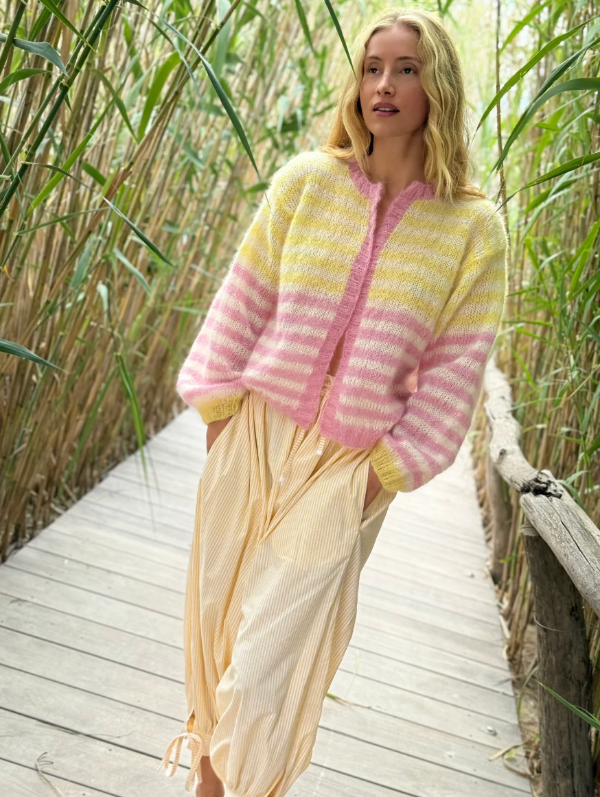 Rose Carmine Stripes Cardiagan