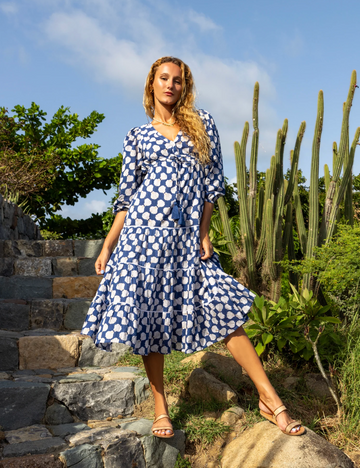 Odette Empire Waist Navy Maxi Dress by Mer St Barth