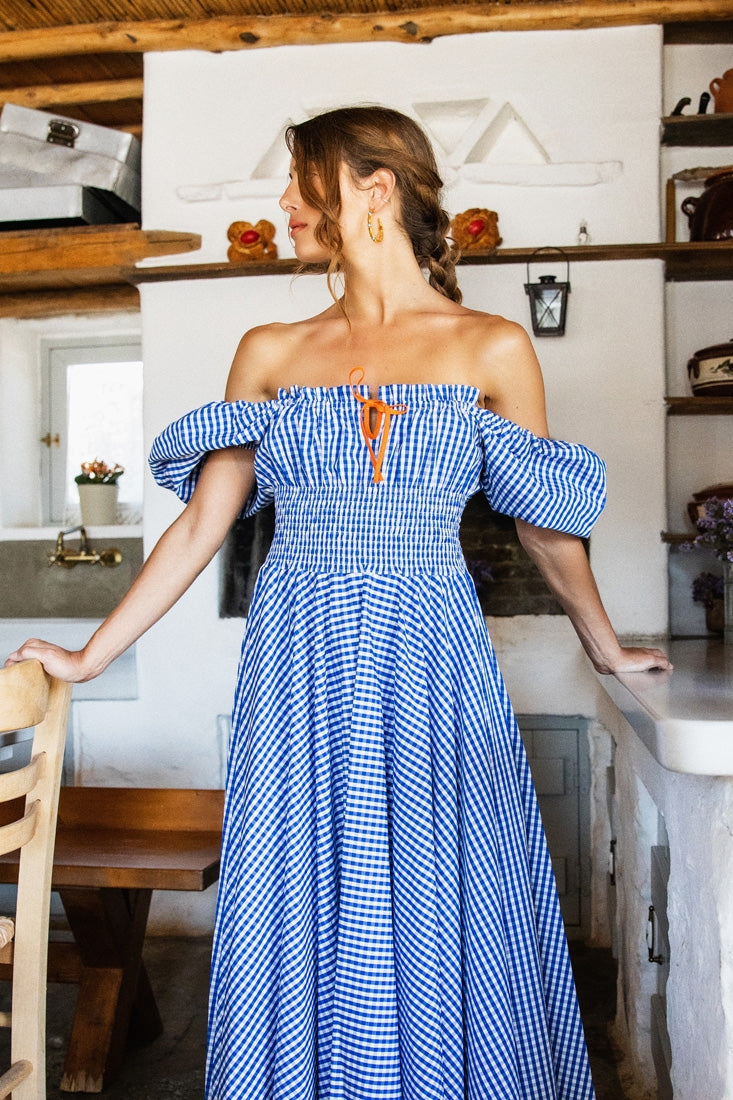 C Marcheli Navy Gingham MaryAnne Dress