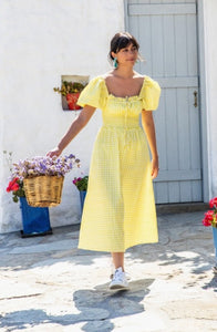 C Marcheli "Maryanne" Yellow Check Dress