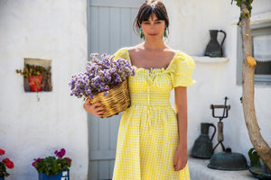 C Marcheli "Maryanne" Yellow Check Dress