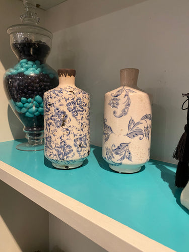 Vase - Terra-cotta, blue and white, 3.75