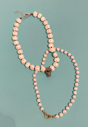 Paula Rosen Pearls with Skull necklace