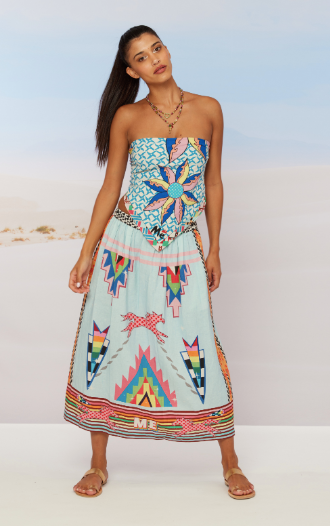 MELT18 Linen mid-calf skirt