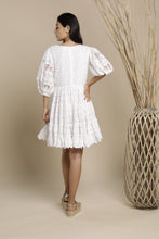 Load image into Gallery viewer, PN Carcans Broderie Anglaise Puff Sleeve Tiered Mini Dress
