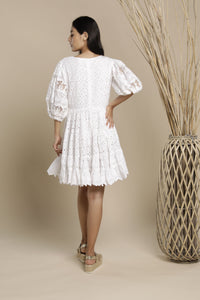 PN Carcans Broderie Anglaise Puff Sleeve Tiered Mini Dress