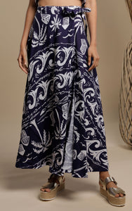 PN L'Espadon Linen Print Maxi Wrap Skirt